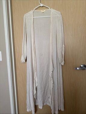 Sun & Shadow Cream Long Open Duster Cardigan